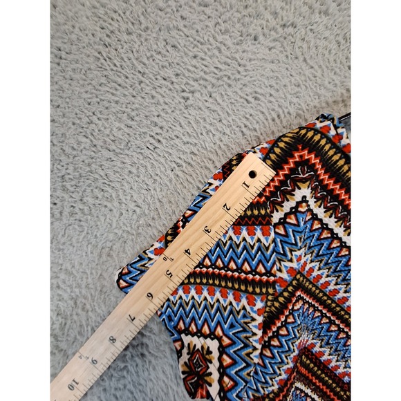 SNAP Women's Geometric Print Short Sleeve Dress Size L Boho Made in USA Party - Picture 6 of 9